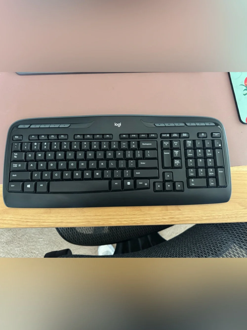 Logitech Black Wireless Full-Size Keyboard with Media Keys